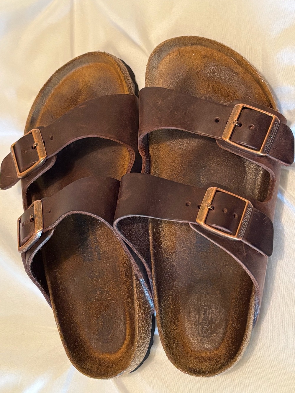 Birkenstock Dark Brown Two-Buckle Leather Slide Sandals